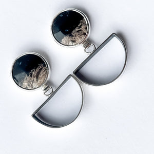 OOAK - Petrified Palm Root Earrings . 1
